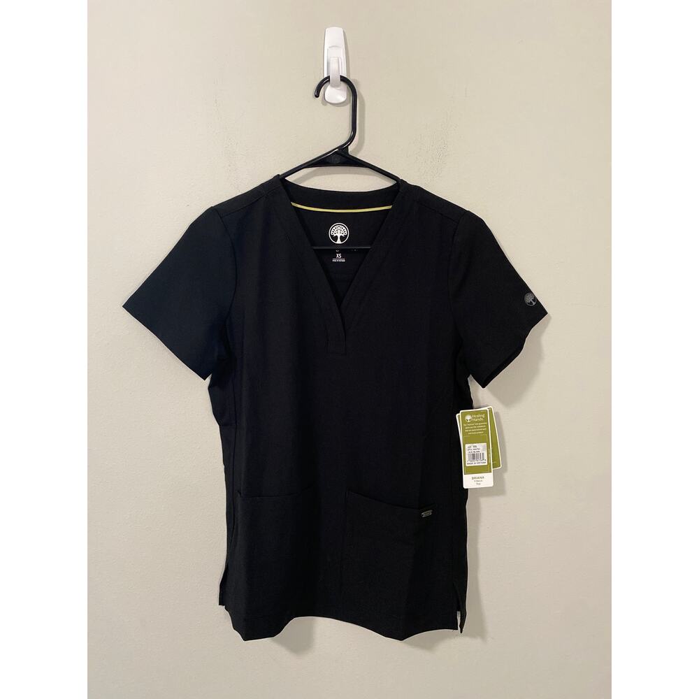 NWT Healing Hands HH751 Briana Scrub Top Nursing Medical, Black Size XS